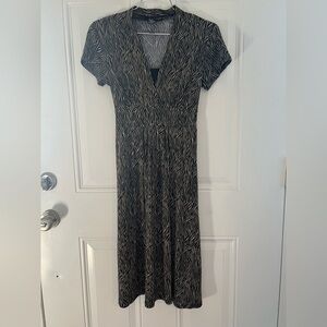 Style & Co. Black and Cream Zebra Print Midi Dress Small Petite